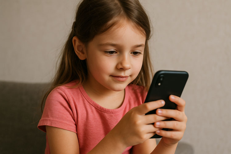 Nena utilizant un smartphone